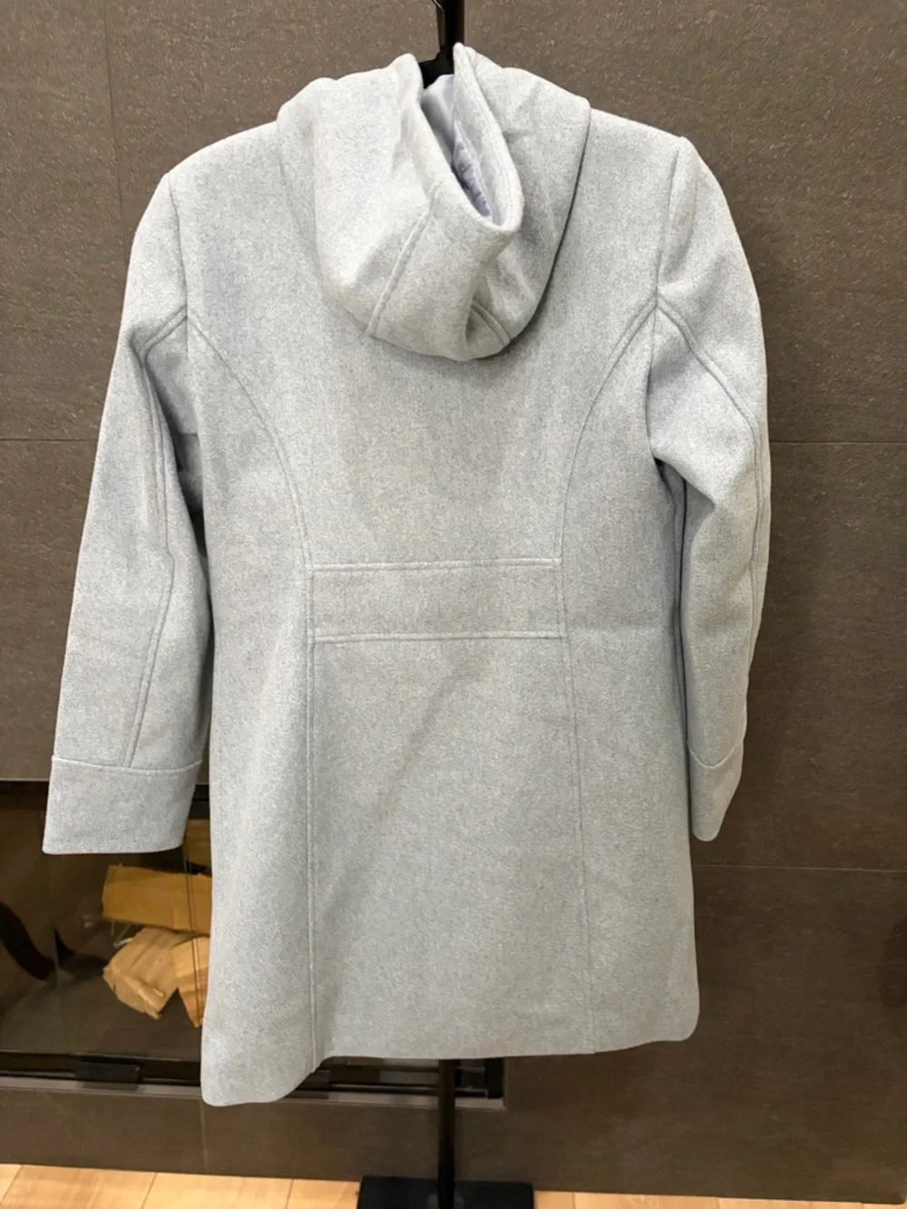 Vince Camuto Light Blue Faux Wool Hooded Zip Jacket Size Small